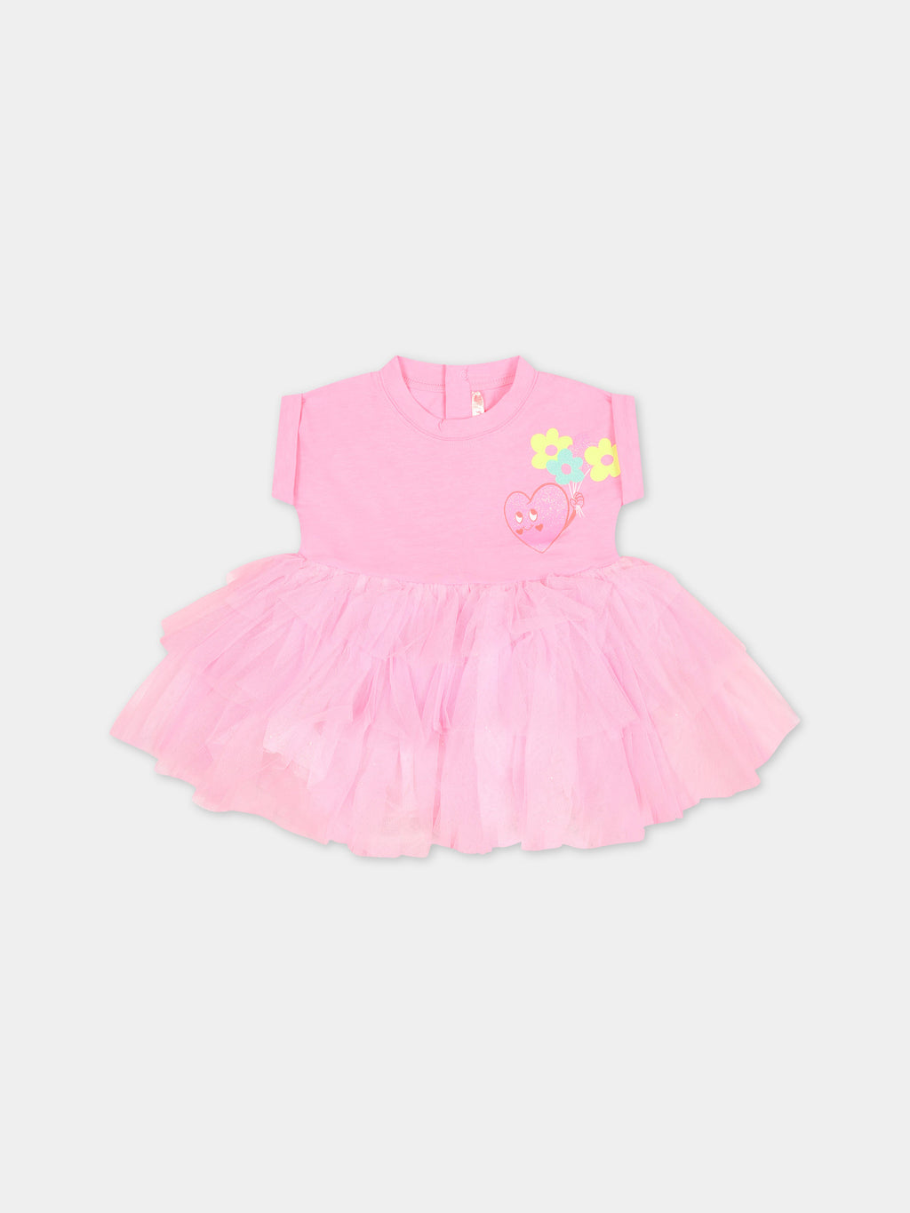 Vestito fucsia per neonata con stampa multicolor